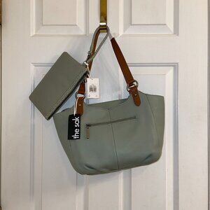 NWT The Sak Bolinas Satchel Leather Shoulder Bag W/ Vita Wristlet in Meadow